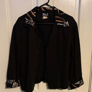 Women's Black Jacket with Patterned Accents